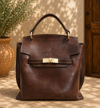 Adelasia Hand-Dyed Italian Leather Top Handle Bag - Leather Italiano