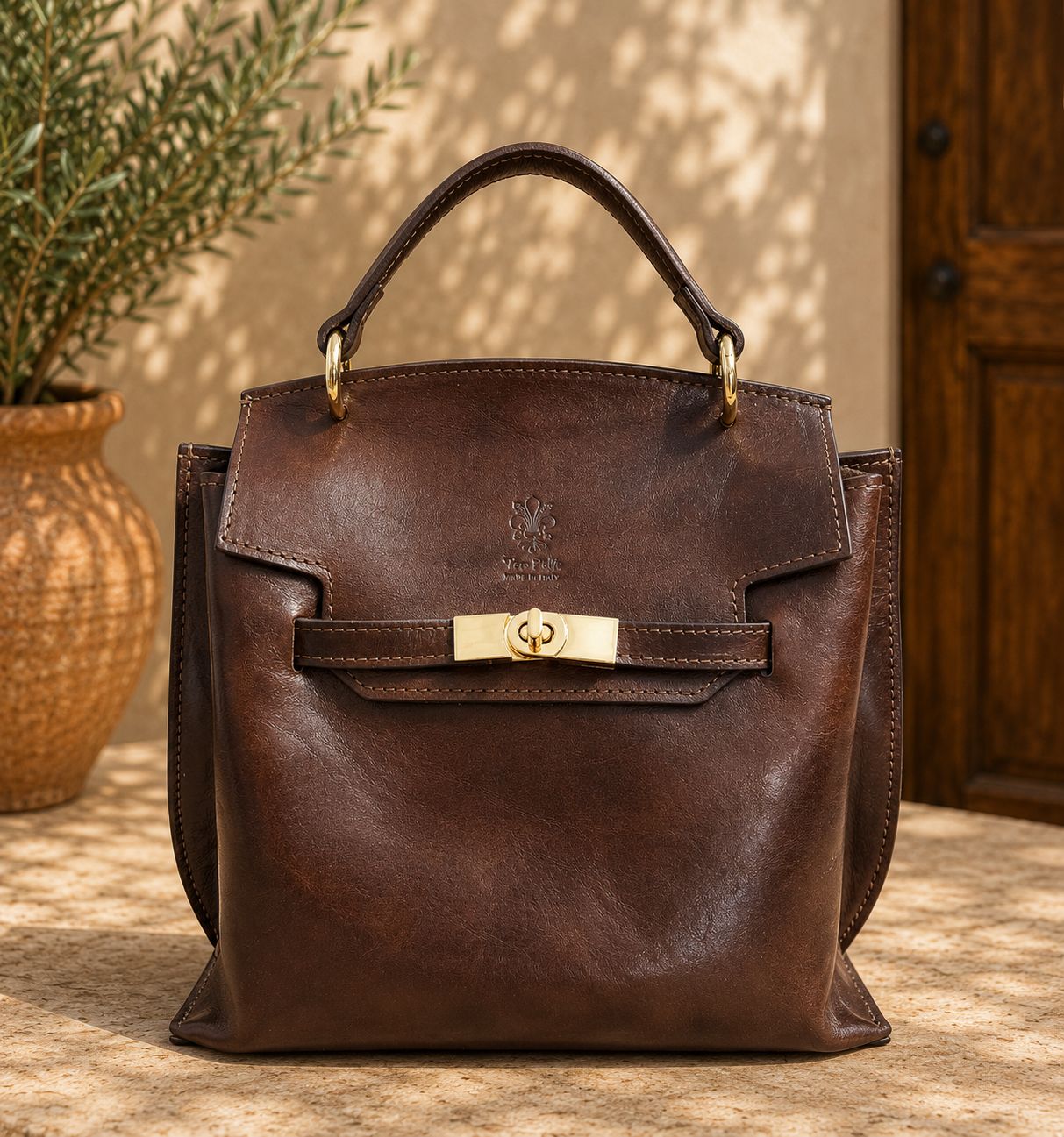 Adelasia Hand-Dyed Italian Leather Top Handle Bag - Leather Italiano