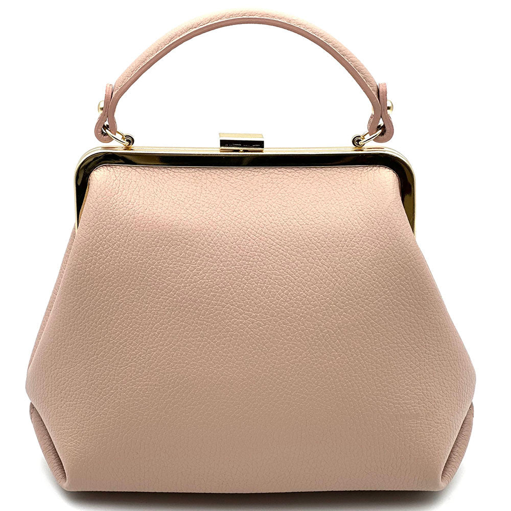 Adelina Cow Leather Frame Handbag - Leather Italiano