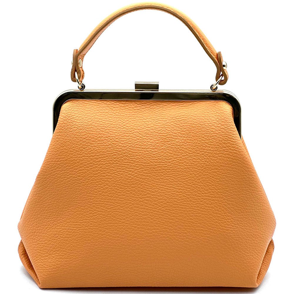 Adelina Cow Leather Frame Handbag - Leather Italiano
