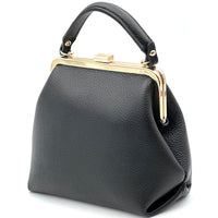 Adelina Cow Leather Frame Handbag - Leather Italiano