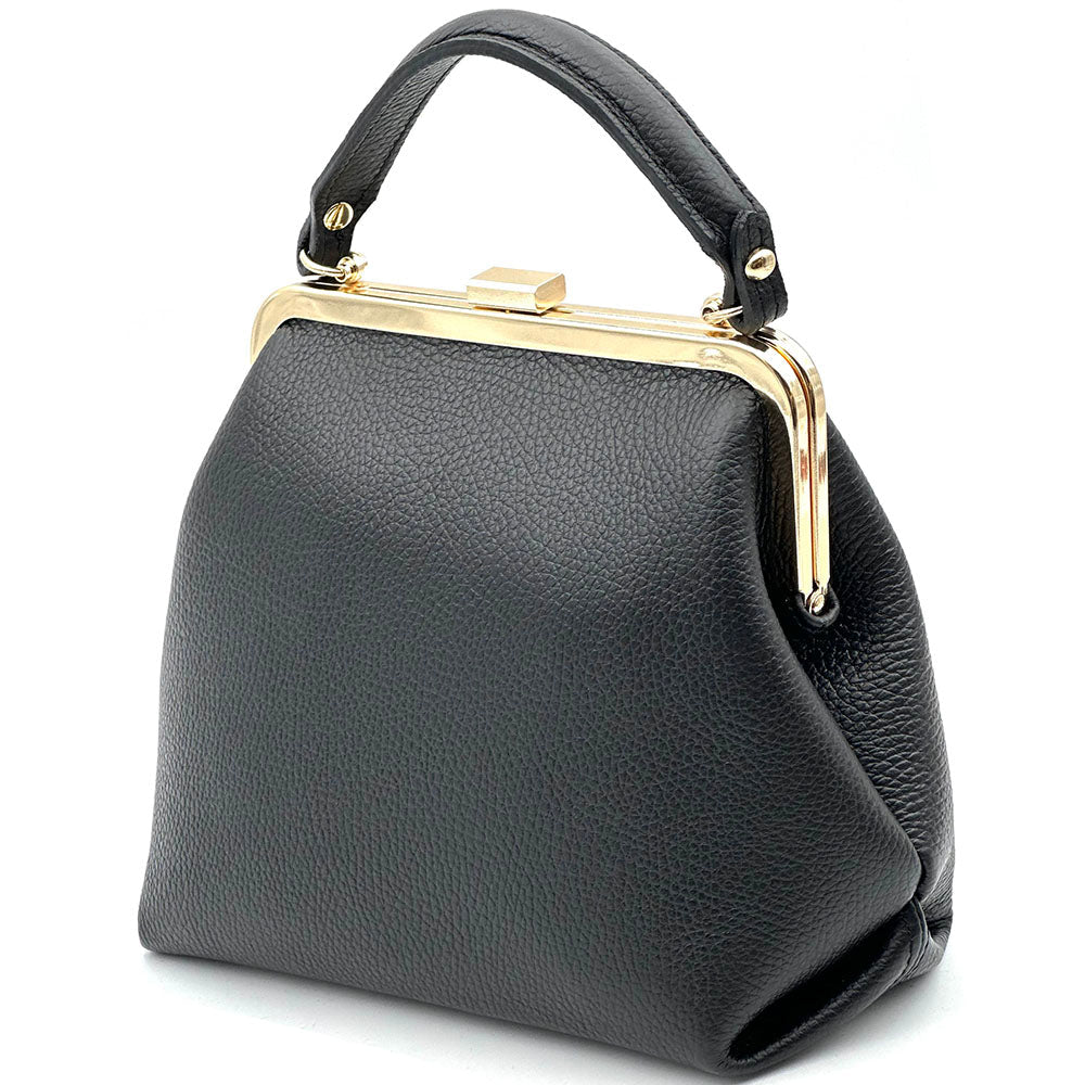 Adelina Cow Leather Frame Handbag - Leather Italiano