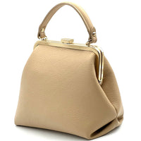 Adelina Cow Leather Frame Handbag - Leather Italiano