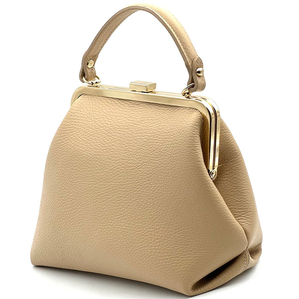 Adelina Cow Leather Frame Handbag - Leather Italiano