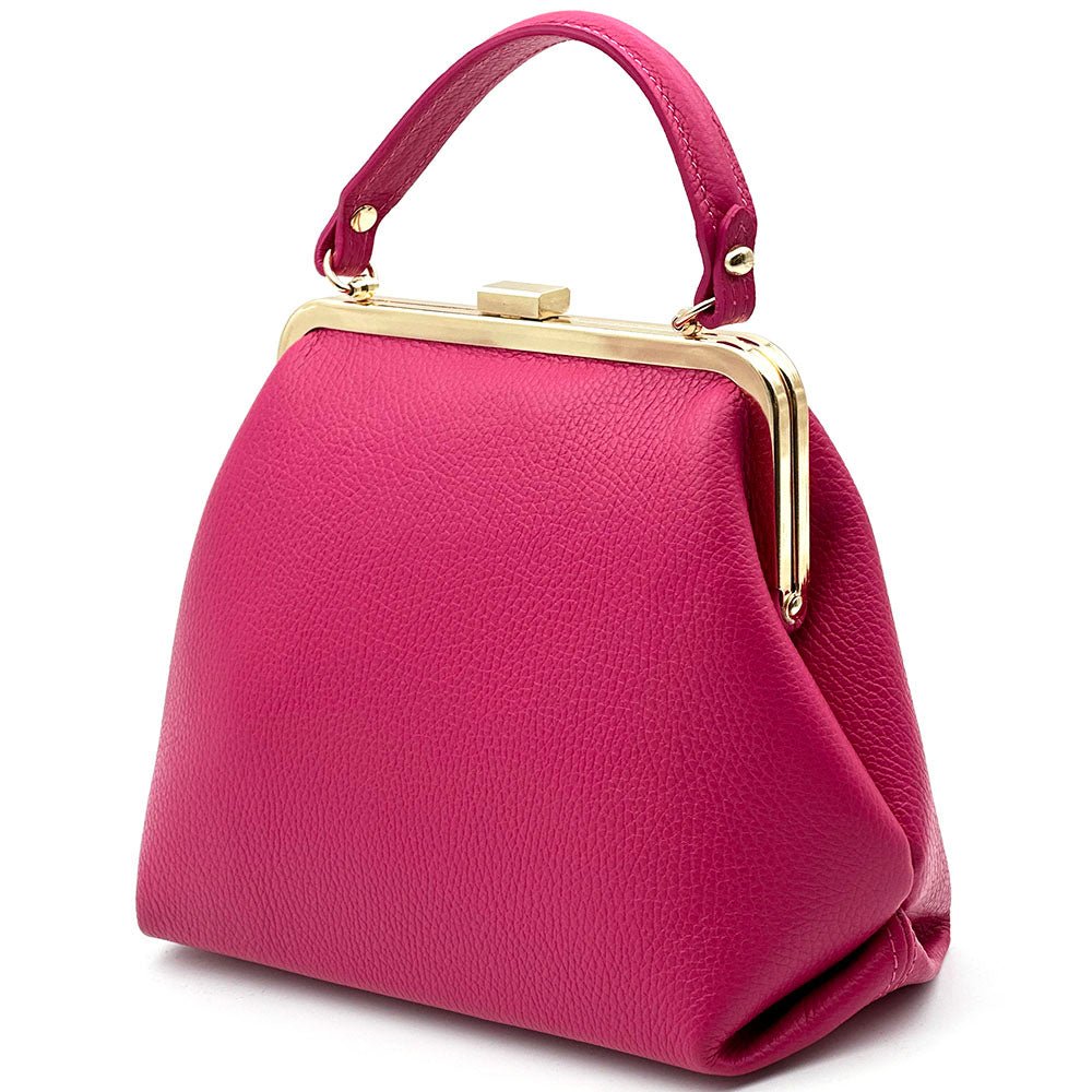 Adelina Cow Leather Frame Handbag - Leather Italiano
