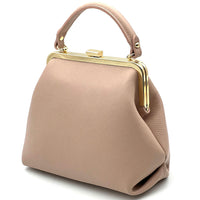 Adelina Cow Leather Frame Handbag - Leather Italiano