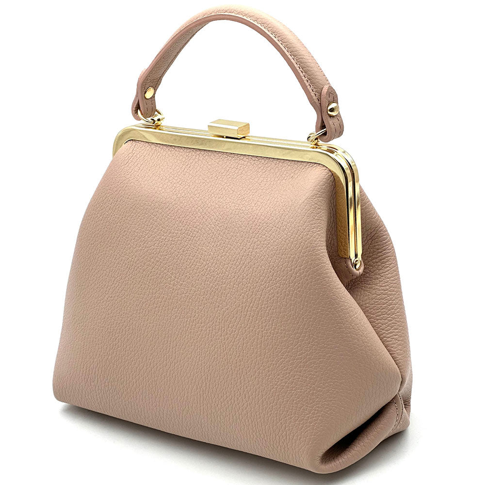 Adelina Cow Leather Frame Handbag - Leather Italiano
