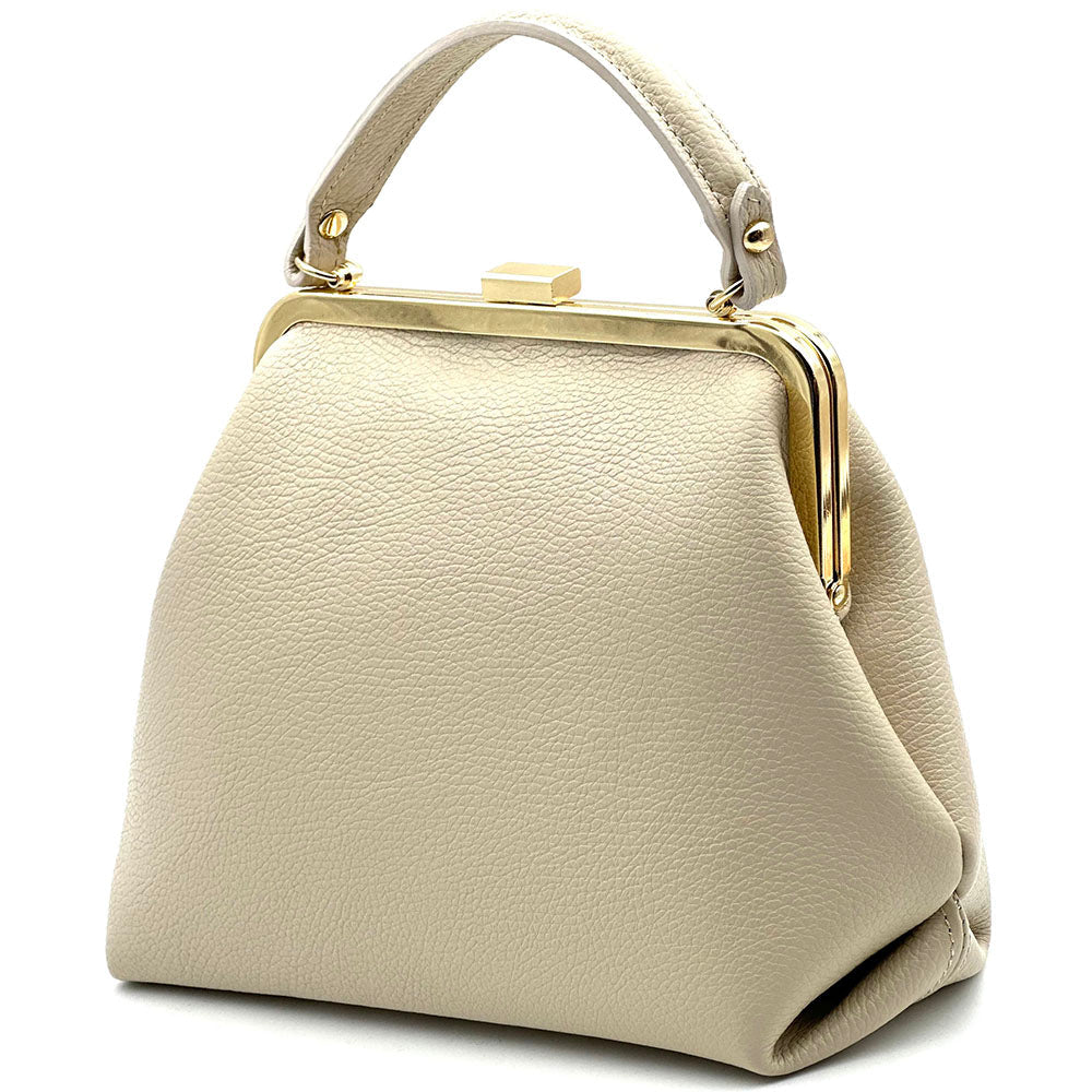 Adelina Cow Leather Frame Handbag - Leather Italiano