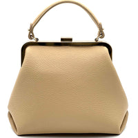 Adelina Cow Leather Frame Handbag - Leather Italiano