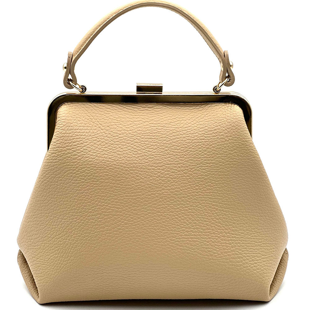 Adelina Cow Leather Frame Handbag - Leather Italiano