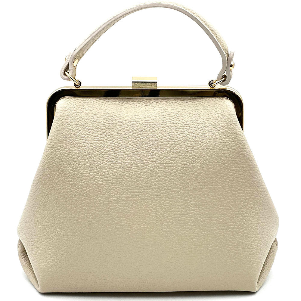 Adelina Cow Leather Frame Handbag - Leather Italiano