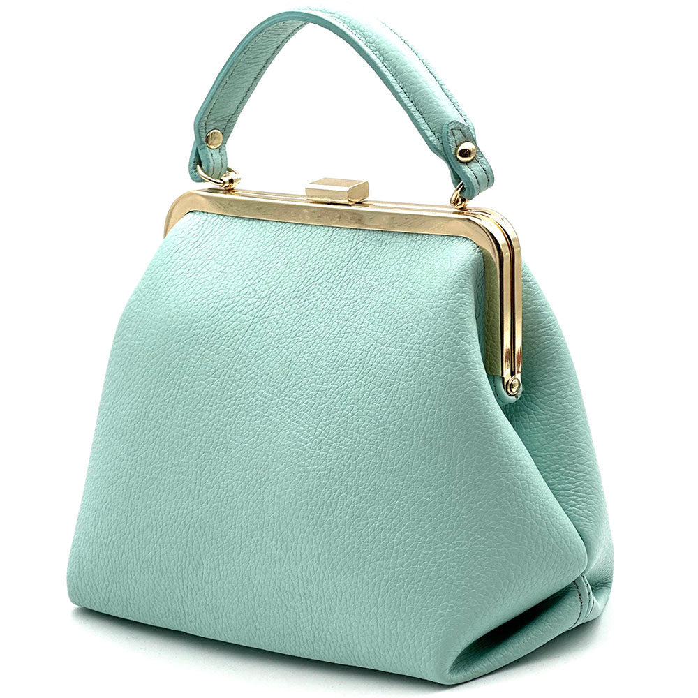 Adelina Cow Leather Frame Handbag - Leather Italiano