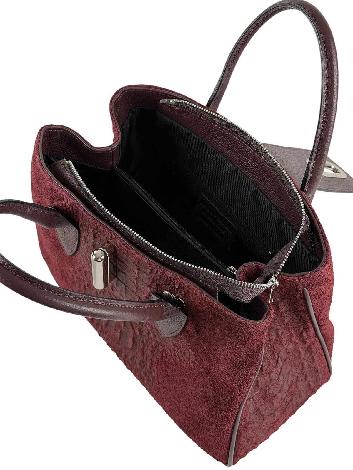 Alberta Italian Suede Structured Satchel Bag - Leather Italiano