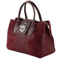 Alberta Italian Suede Structured Satchel Bag - Leather Italiano