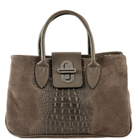 Alberta Italian Suede Structured Satchel Bag - Leather Italiano