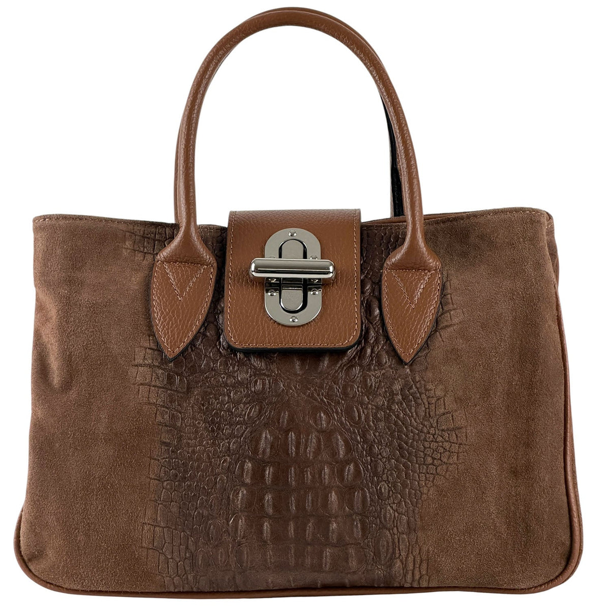 Alberta Italian Suede Structured Satchel Bag - Leather Italiano