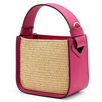 Alice Raffia & Leather Top Handle Bag - Leather Italiano
