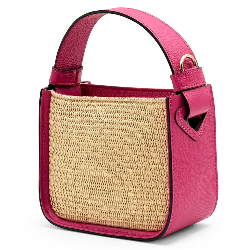 Alice Raffia & Leather Top Handle Bag - Leather Italiano