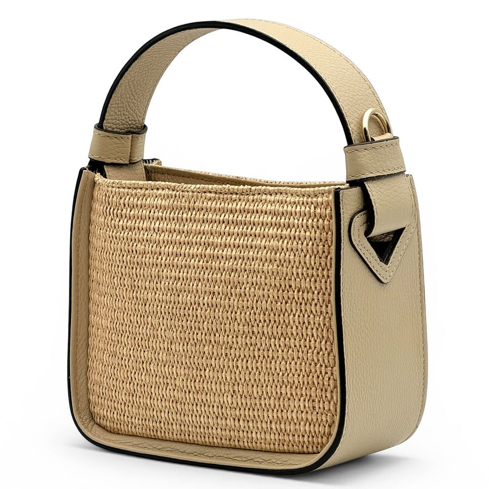 Alice Raffia & Leather Top Handle Bag - Leather Italiano