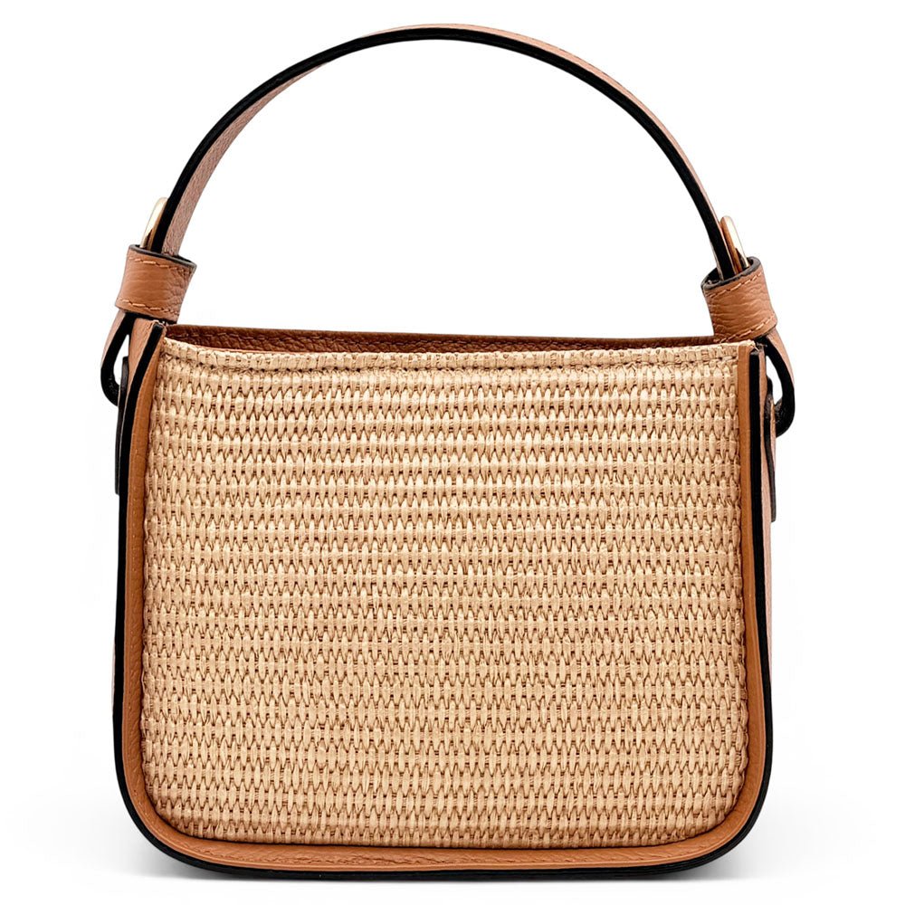Alice Raffia & Leather Top Handle Bag - Leather Italiano