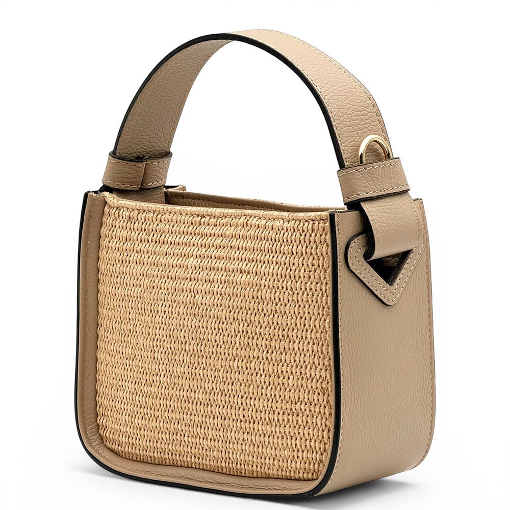 Alice Raffia & Leather Top Handle Bag - Leather Italiano