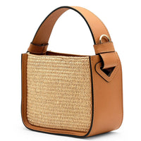 Alice Raffia & Leather Top Handle Bag - Leather Italiano