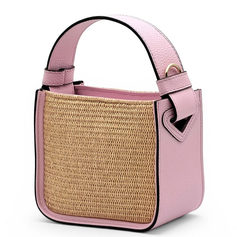 Alice Raffia & Leather Top Handle Bag - Leather Italiano