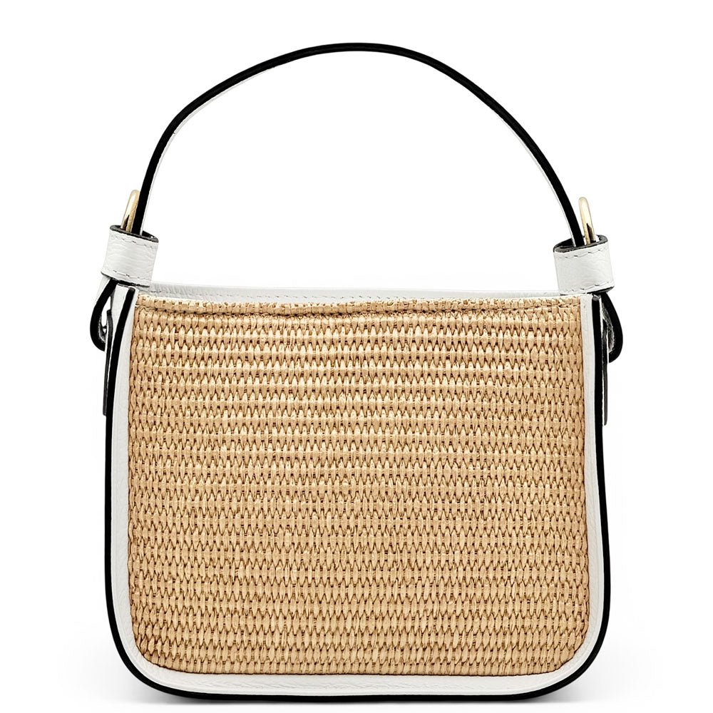 Alice Raffia & Leather Top Handle Bag - Leather Italiano
