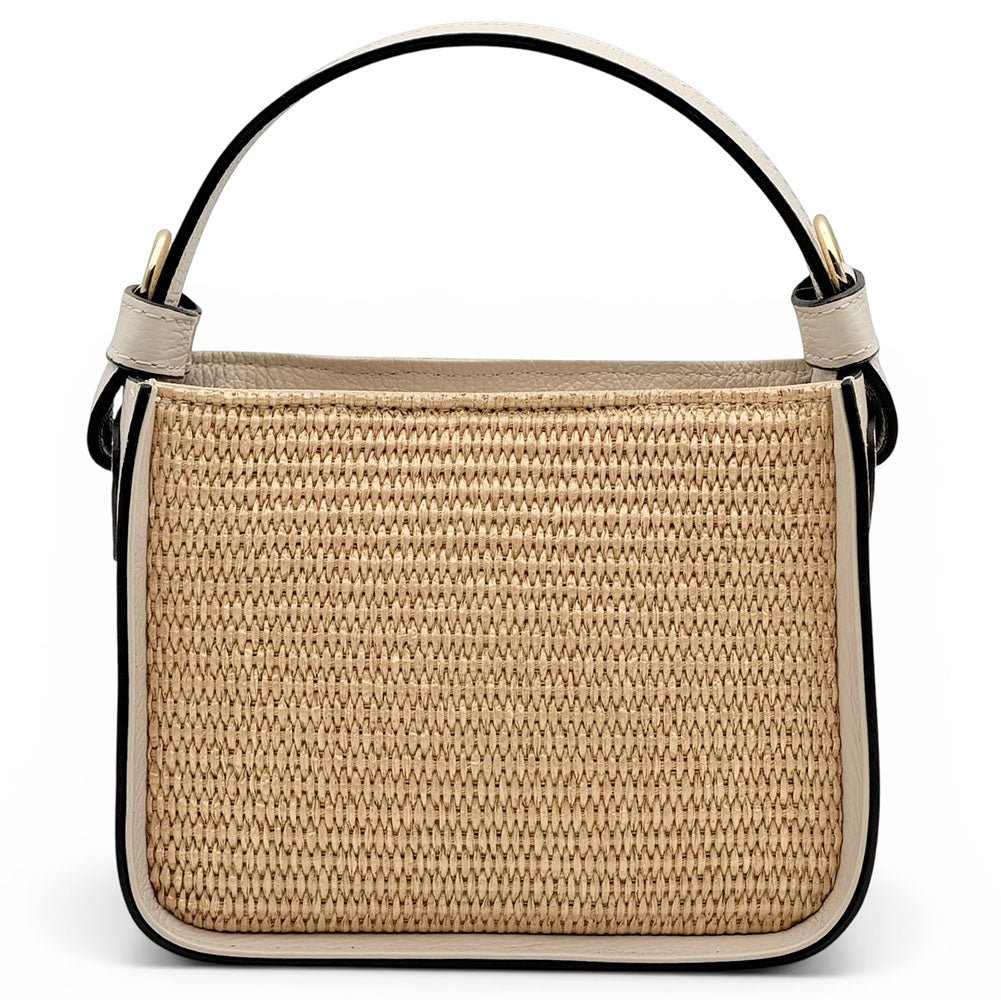 Alice Raffia & Leather Top Handle Bag - Leather Italiano