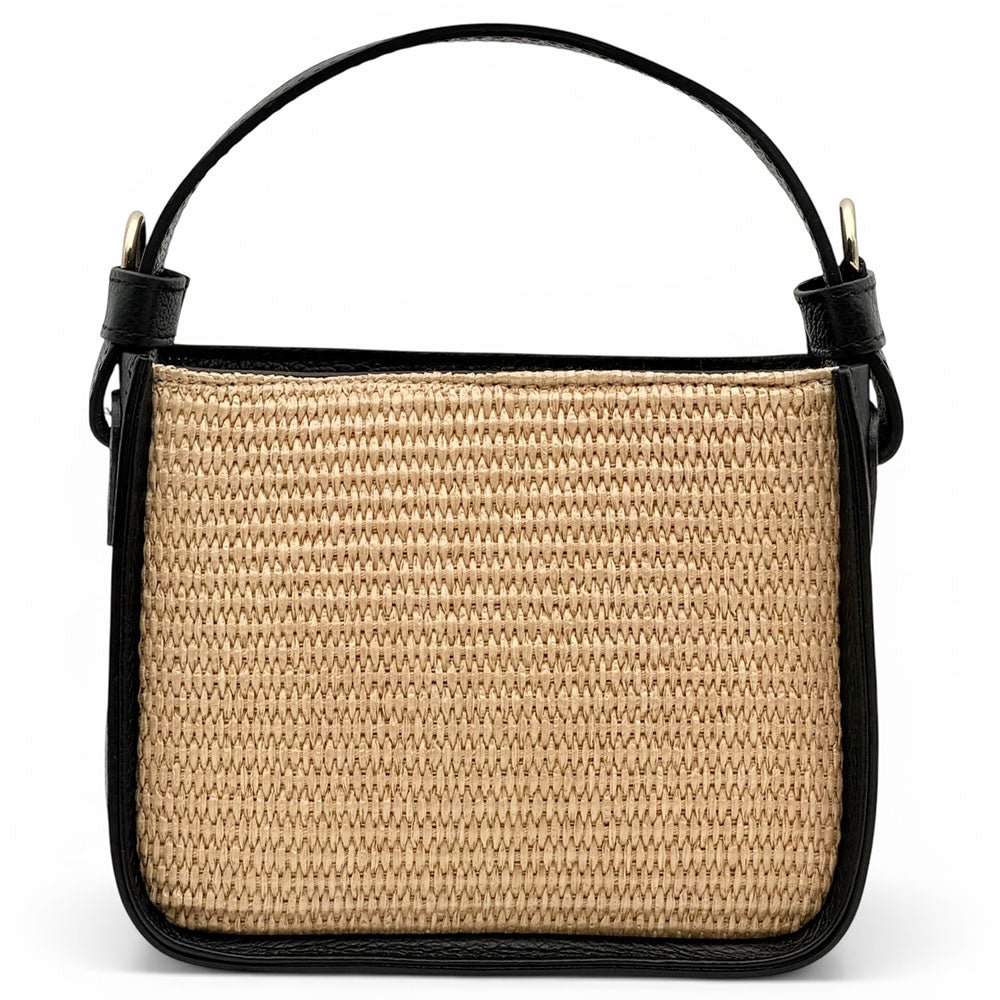 Alice Raffia & Leather Top Handle Bag - Leather Italiano
