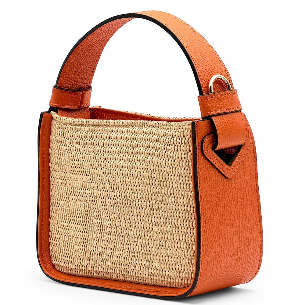 Alice Raffia & Leather Top Handle Bag - Leather Italiano