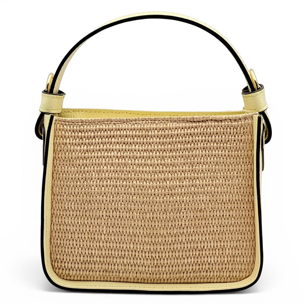 Alice Raffia & Leather Top Handle Bag - Leather Italiano