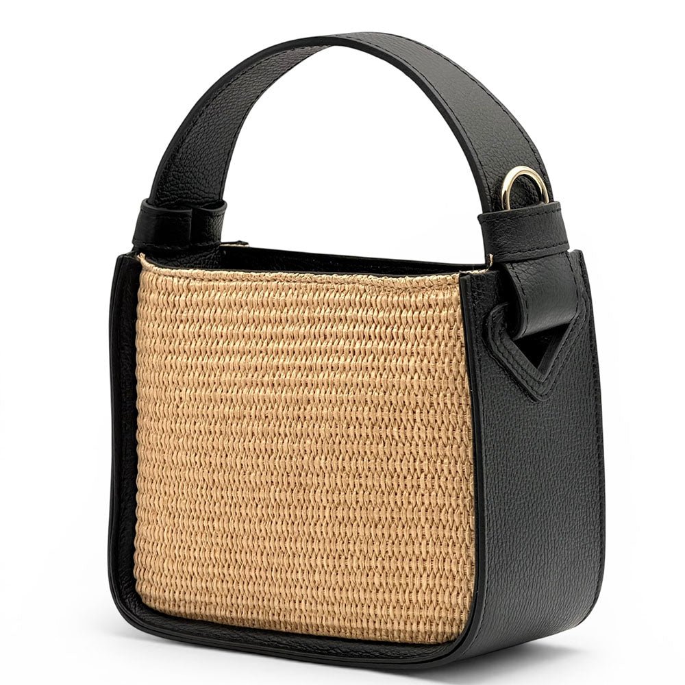 Alice Raffia & Leather Top Handle Bag - Leather Italiano