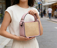 Alice Raffia & Leather Top Handle Bag - Leather Italiano