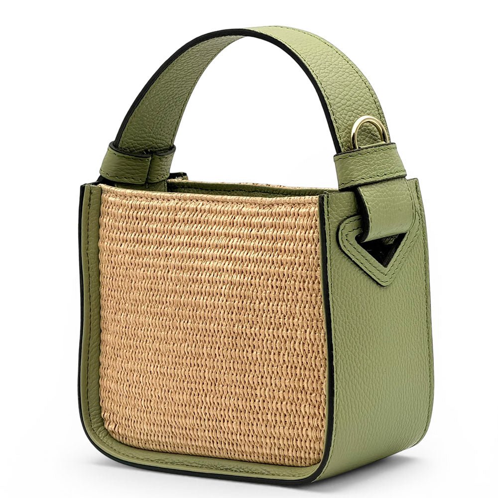 Alice Raffia & Leather Top Handle Bag - Leather Italiano