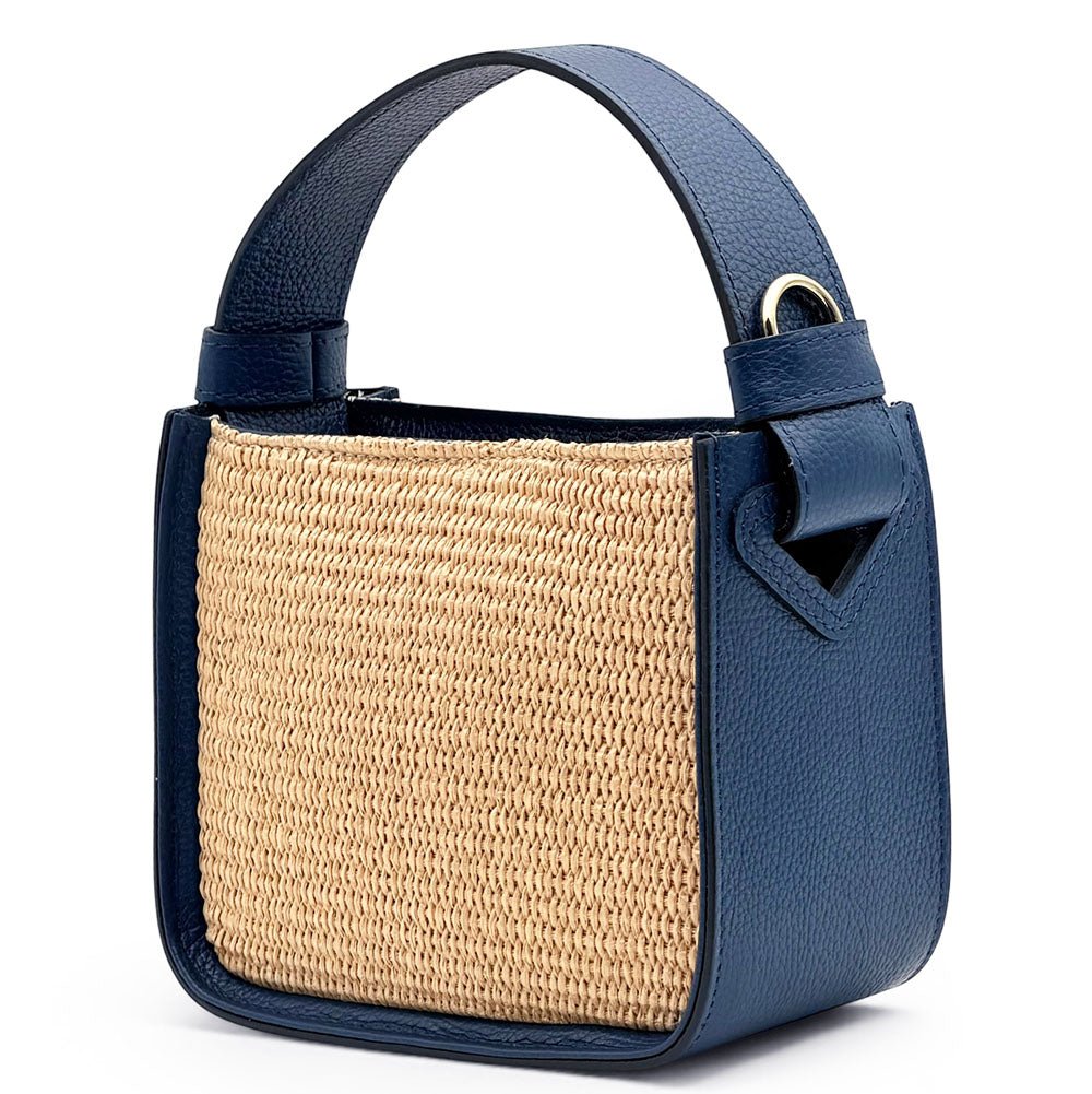 Alice Raffia & Leather Top Handle Bag - Leather Italiano
