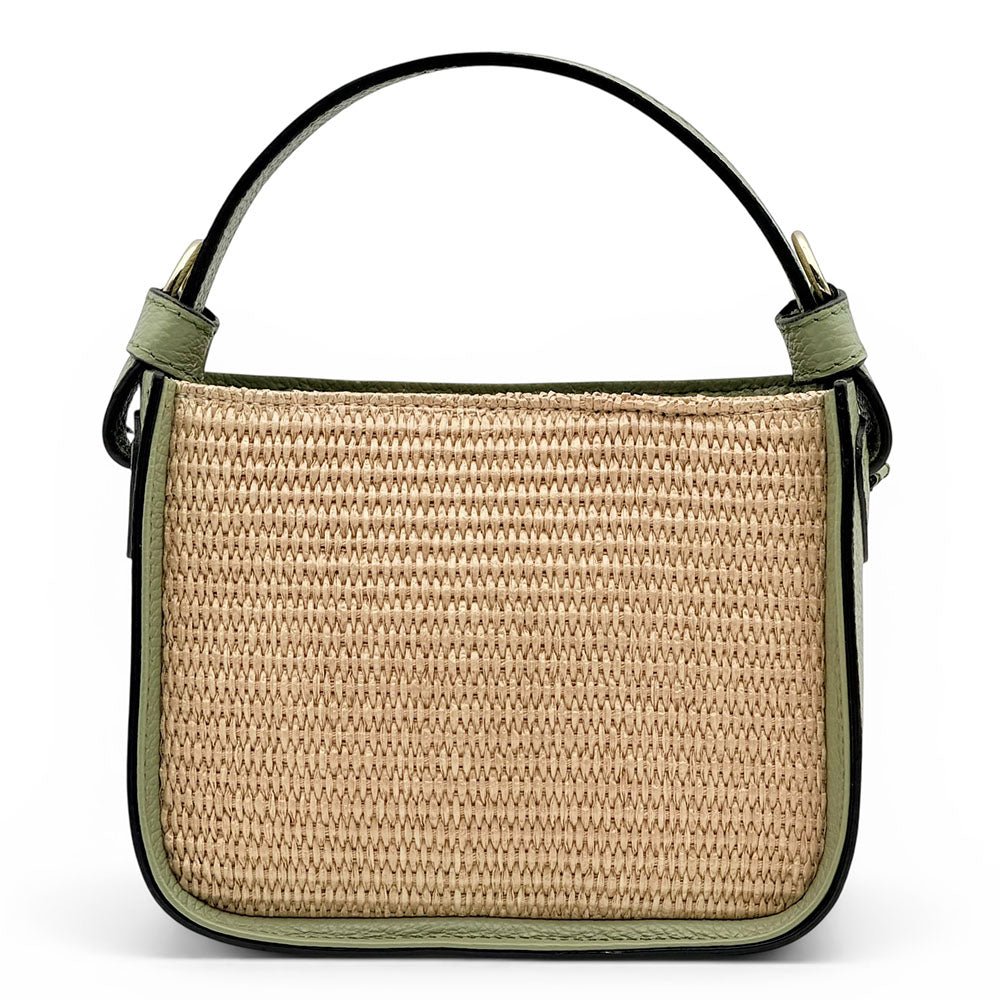 Alice Raffia & Leather Top Handle Bag - Leather Italiano