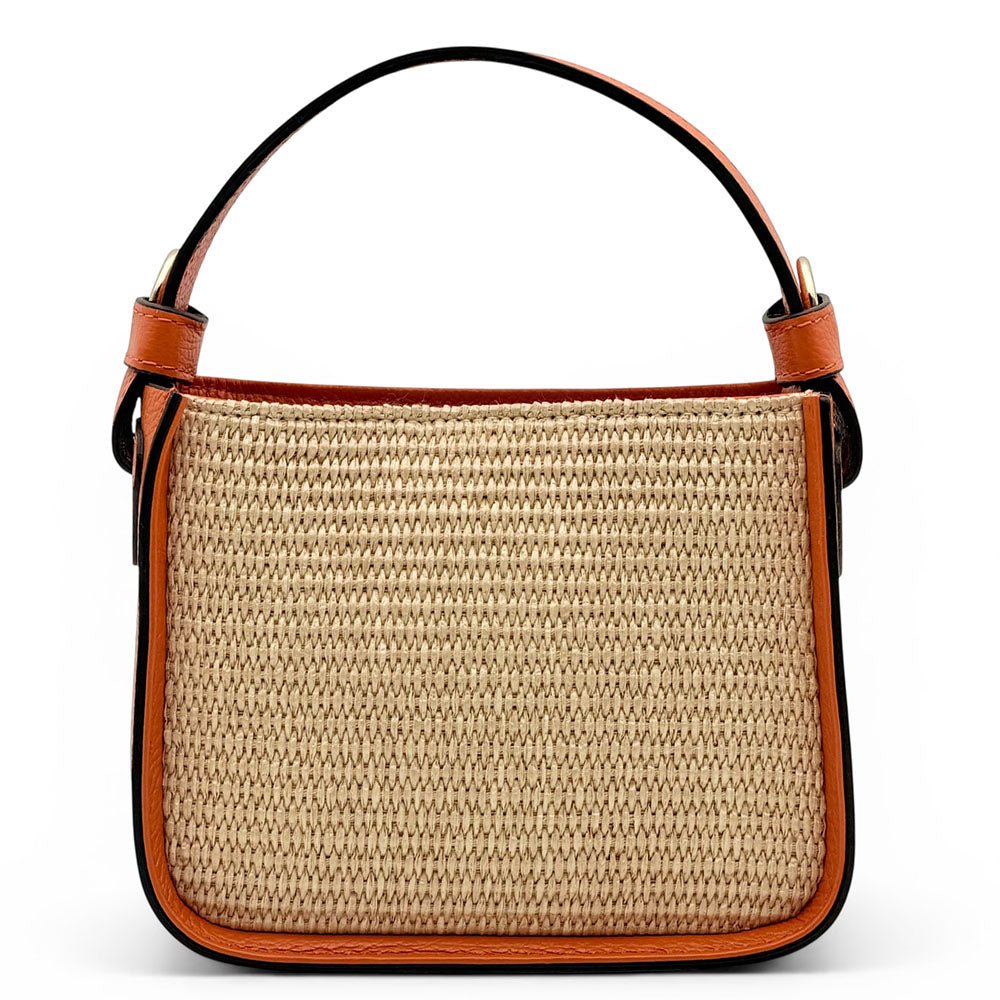 Alice Raffia & Leather Top Handle Bag - Leather Italiano