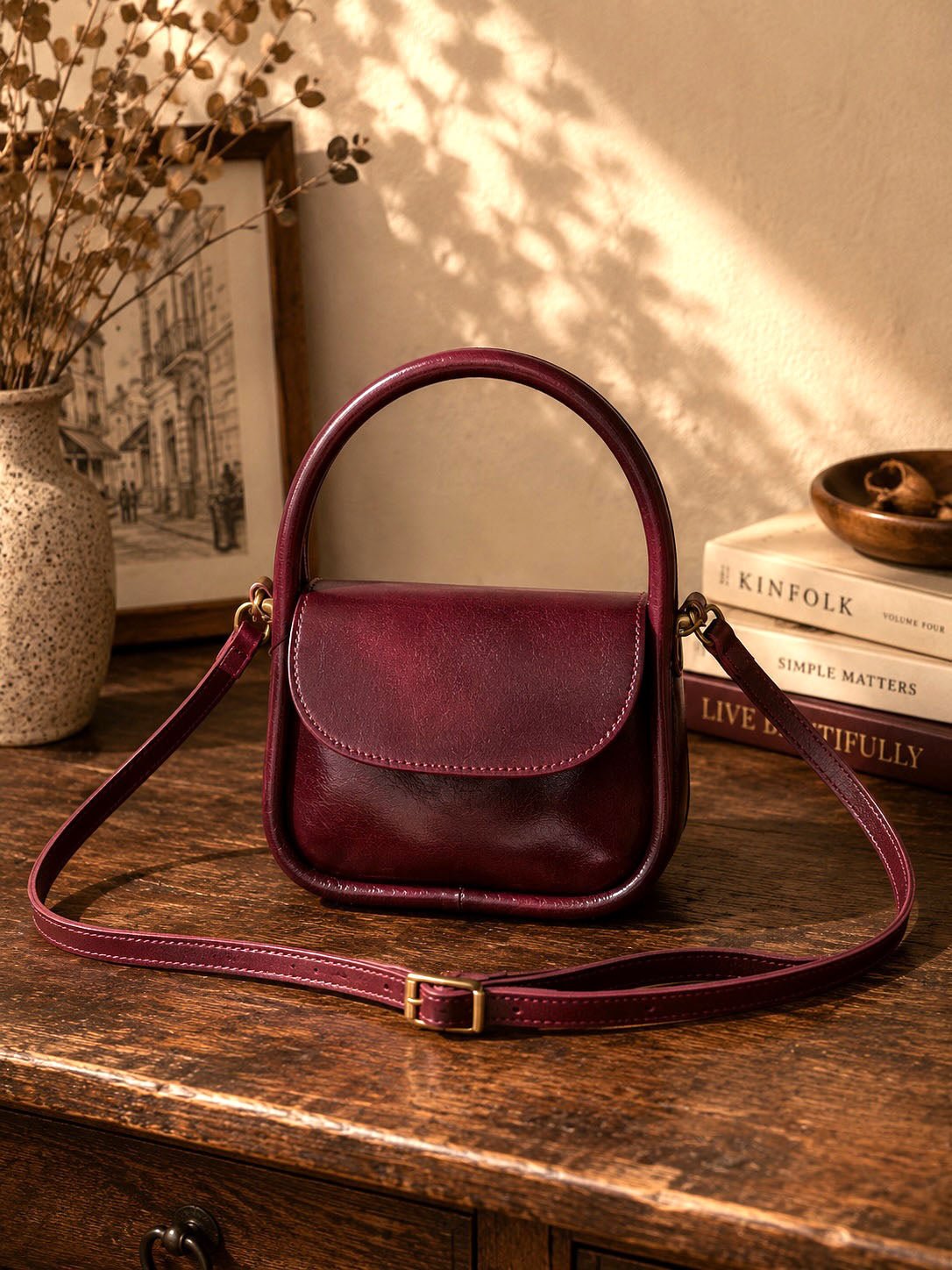 Althea Mini Italian Leather Top Handle Bag - Leather Italiano