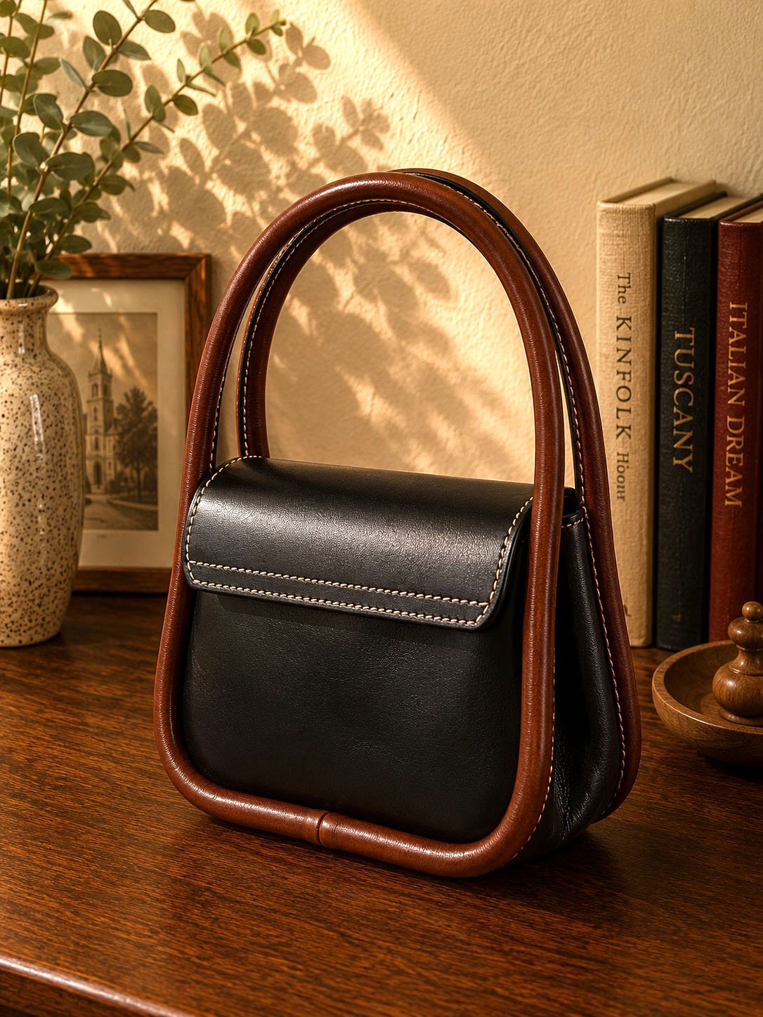 Althea Mini Italian Leather Top Handle Bag - Leather Italiano