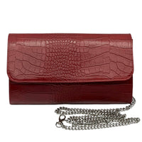 Amelia Croc Embossed Leather Clutch & Crossbody Bag - Leather Italiano