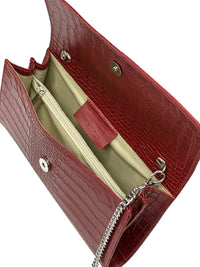 Amelia Croc Embossed Leather Clutch & Crossbody Bag - Leather Italiano
