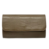 Amelia Croc Embossed Leather Clutch & Crossbody Bag - Leather Italiano