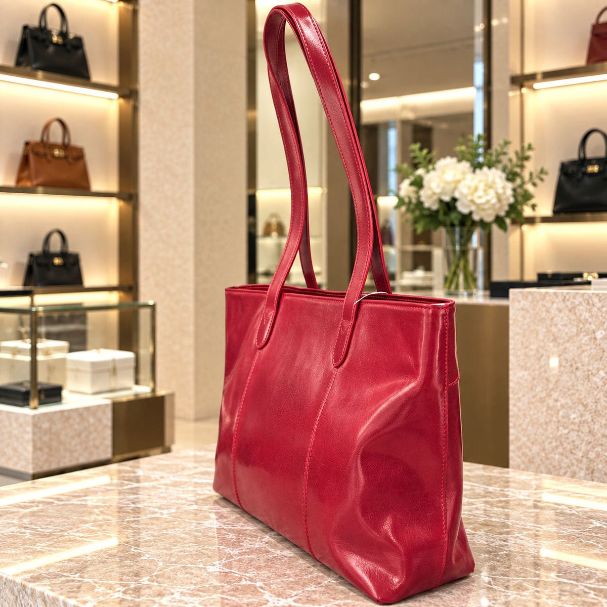 Augusta Hand-Dyed Italian Leather Work Tote - Leather Italiano