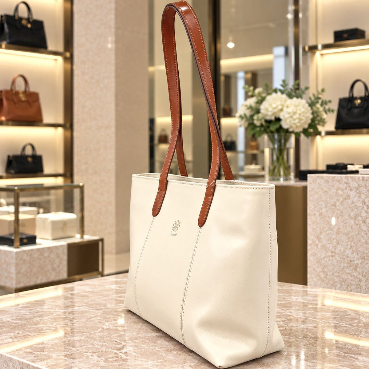 Augusta Hand-Dyed Italian Leather Work Tote - Leather Italiano