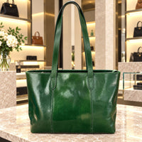 Augusta Hand-Dyed Italian Leather Work Tote - Leather Italiano