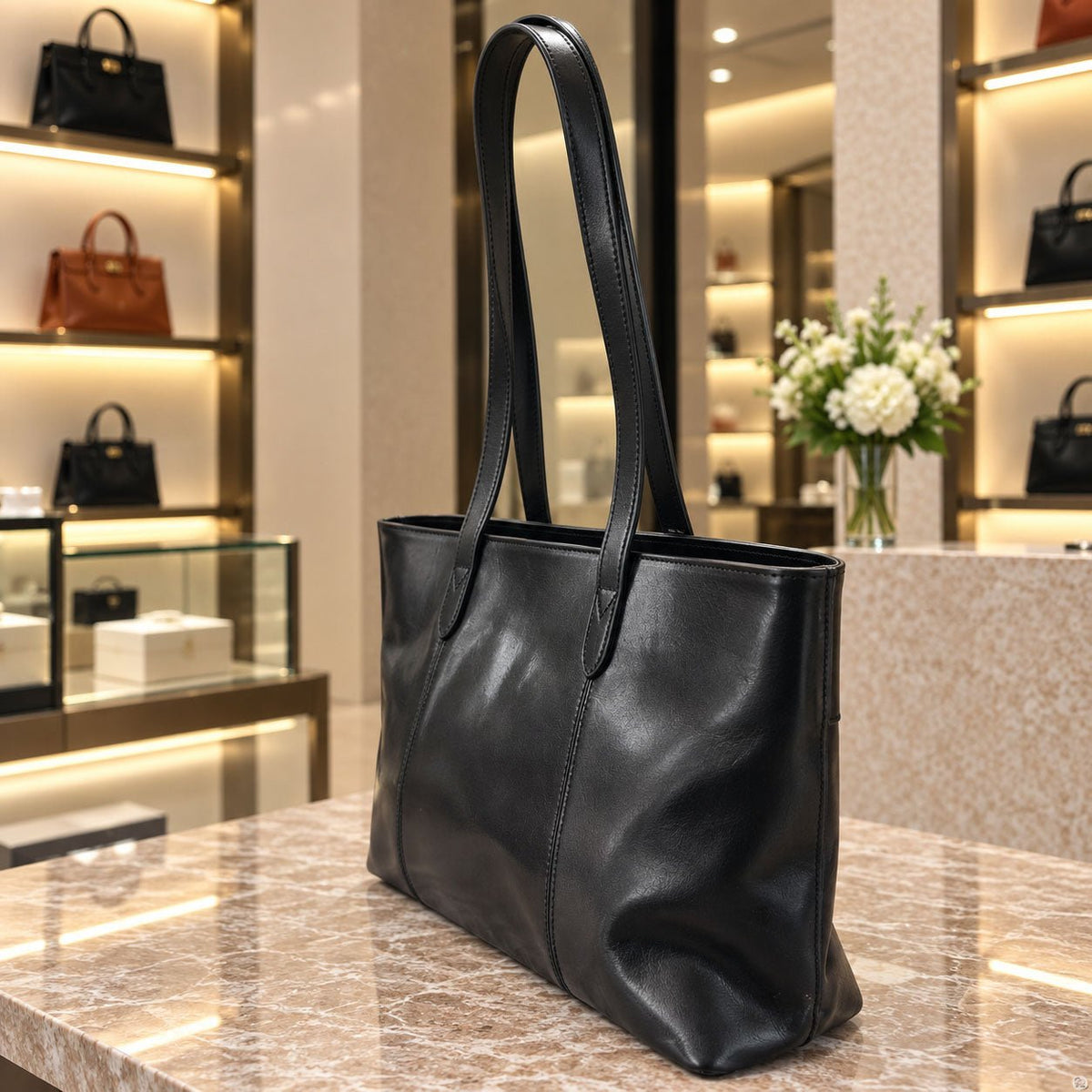Augusta Hand-Dyed Italian Leather Work Tote - Leather Italiano