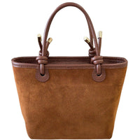 Aurelia Italian Suede Knot Handle Tote Bag - Leather Italiano