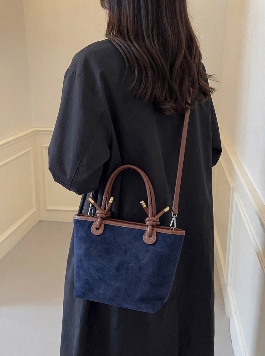 Aurelia Italian Suede Knot Handle Tote Bag - Leather Italiano