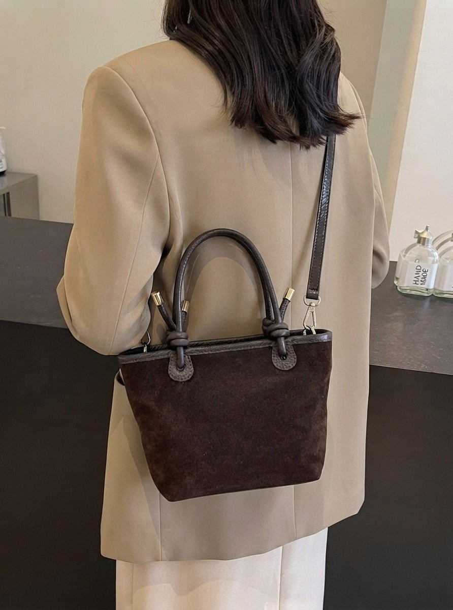 Aurelia Italian Suede Knot Handle Tote Bag - Leather Italiano